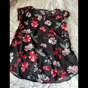 Short sleeve silky dress shirt with cross cross straps at the neck